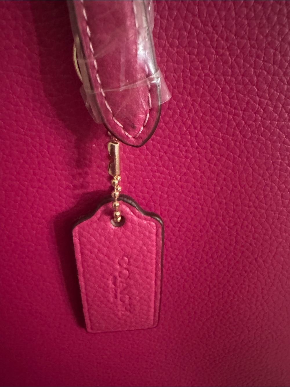 Coach Hot Pink Leather Tote with Signature Canvas Wristlet - Picture 4 of 11